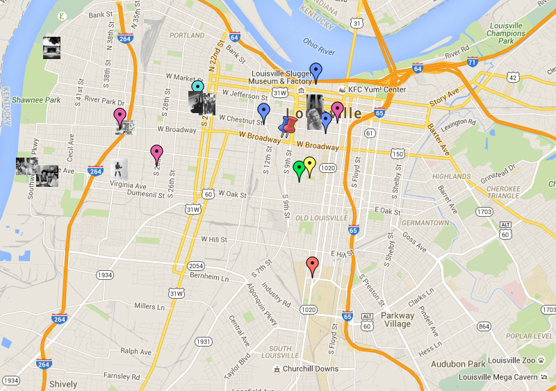 civil rights google map of Louisville Kentucky