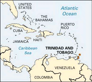 Location map of Trinidad and tobago