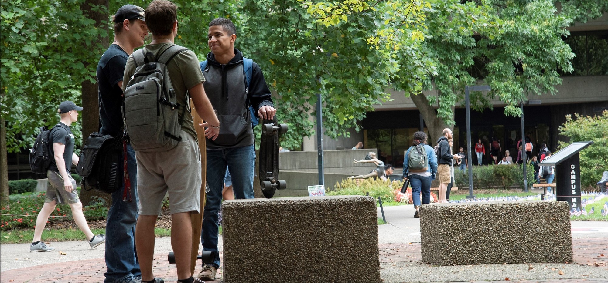 Students talking in the Quad