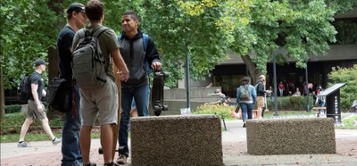 Students talking in the Quad