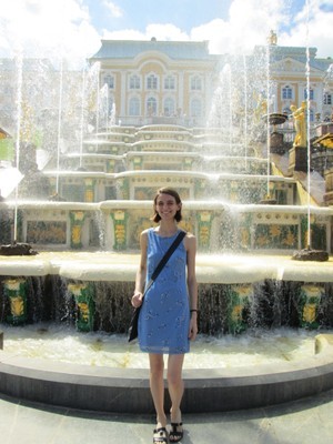 Sara at the Grand Cascade at Peterhof