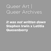 it was not written down Stephen Irwin x Letitia Quesenberry 