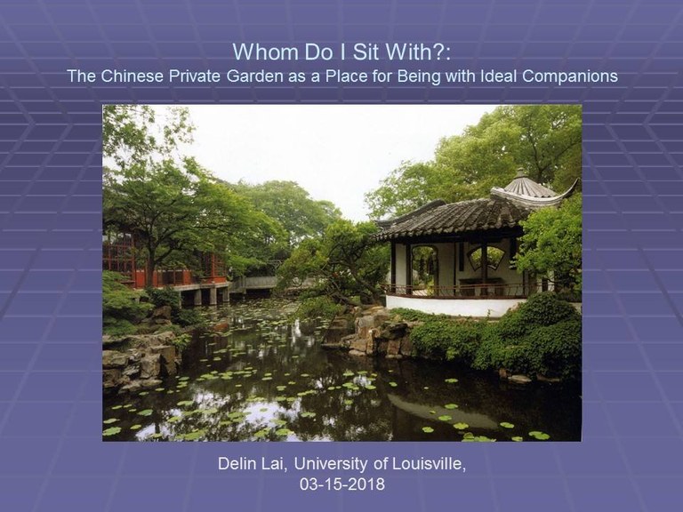 Presentation cover for Professor Delin Lai's presentation for Asian cultural architecture
