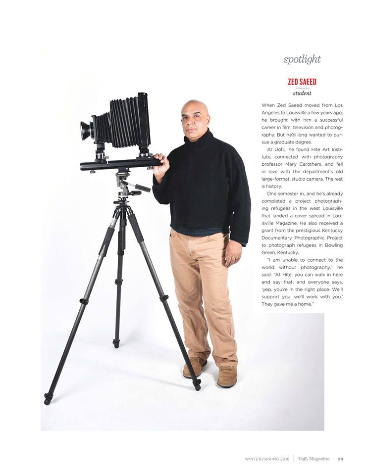 Zed Saeed (MFA student) featured in UofL Magazine