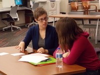 
Two female graduate students talking