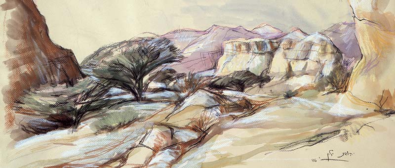 Jewish Studies landscape desert drawing 