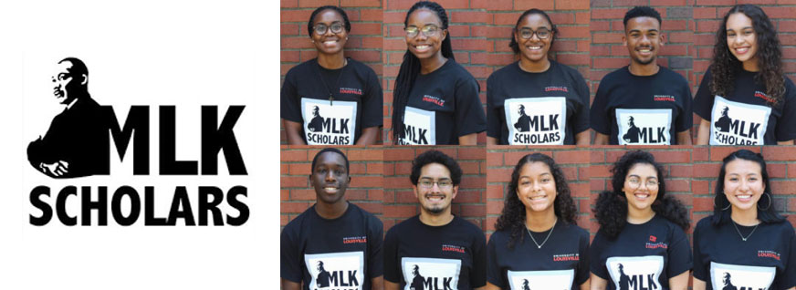 Collage of MLK Scholars students and logo