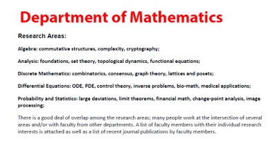Mathematics Department - Research Profile 