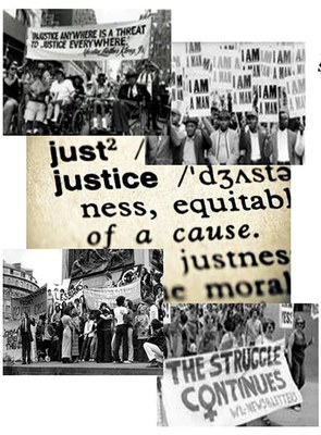 Collage of historical photos of people marching