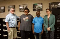 From left to right: Dr. Tyler Fleming (Prof. in History and Pan-African Studies), Emma Posey (Student, Pan-African Studies and Poli Sci), Yomi Ejikunle (PhD Student, Pan-African Studies), and Dr. Angela Storey, ABI Director Assoc. Prof. of Anthropology Uncovering Louisville's Anti-Apartheid History: A Journey Through Time