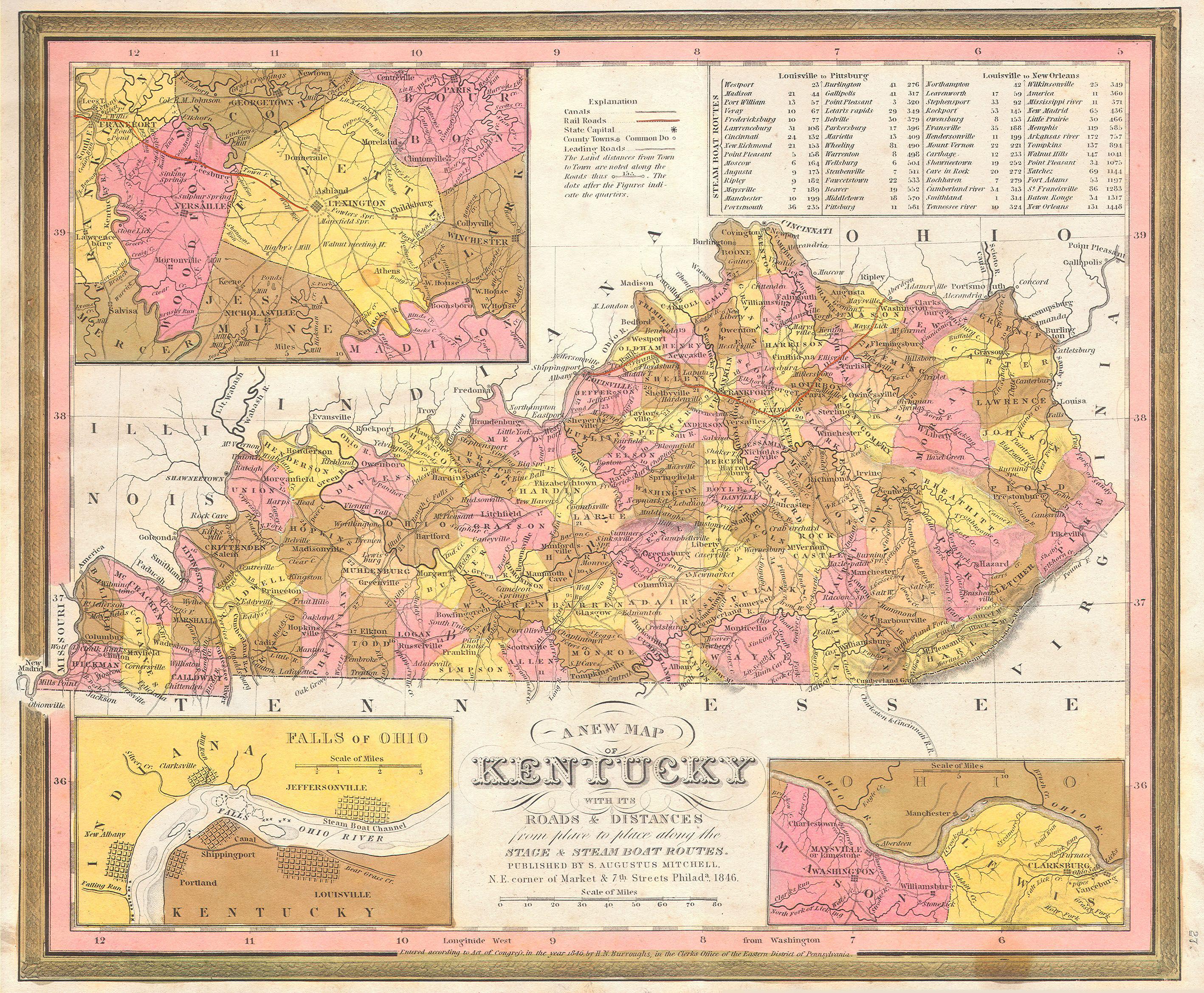 vintage map of Kentucky