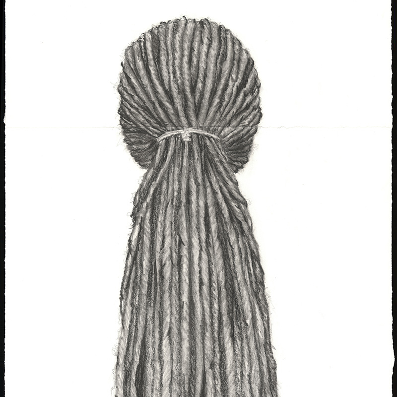 Artwork by Yeon Keith Kareem Thompson, a drawing of locs