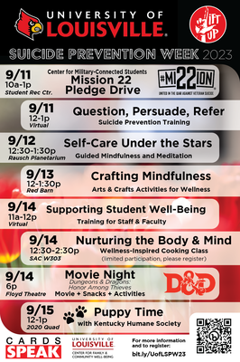 Suicide Prevention Week Schedule