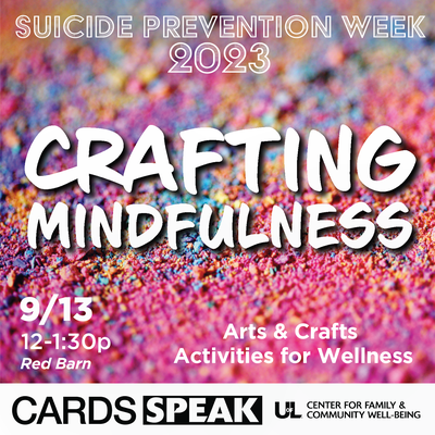 arts & crafts activities for wellness. sep 13 12-130, red barn quad.