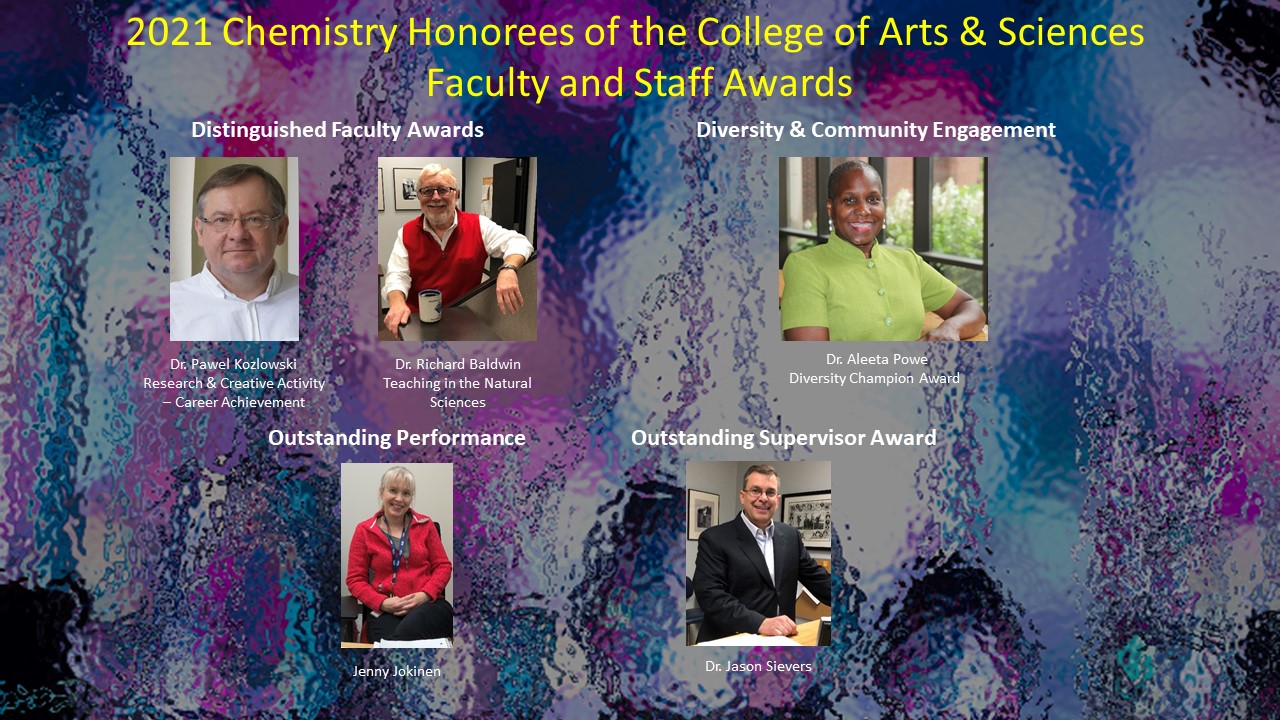 2021 Chemistry Award Winners of the College of Arts & Sciences Faculty and Staff Awards