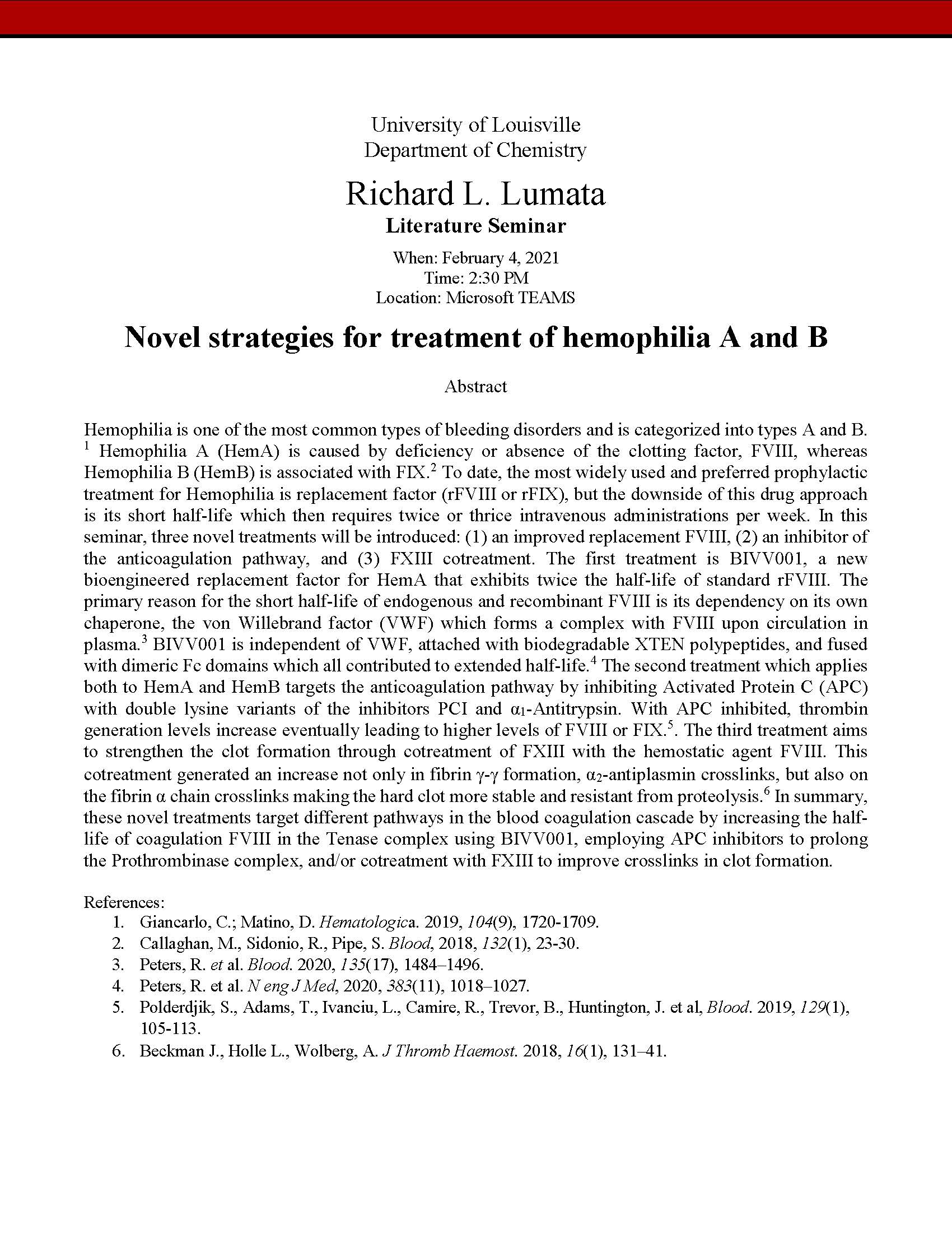 Novel strategies for treatment of hemophilia A and B