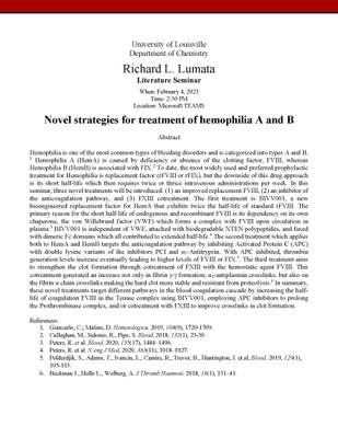 Novel strategies for treatment of hemophilia A and B