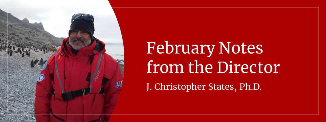 February Notes from the Director banner including a photo of Dr. States