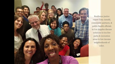 Photo of Resilience justice experts with the text 