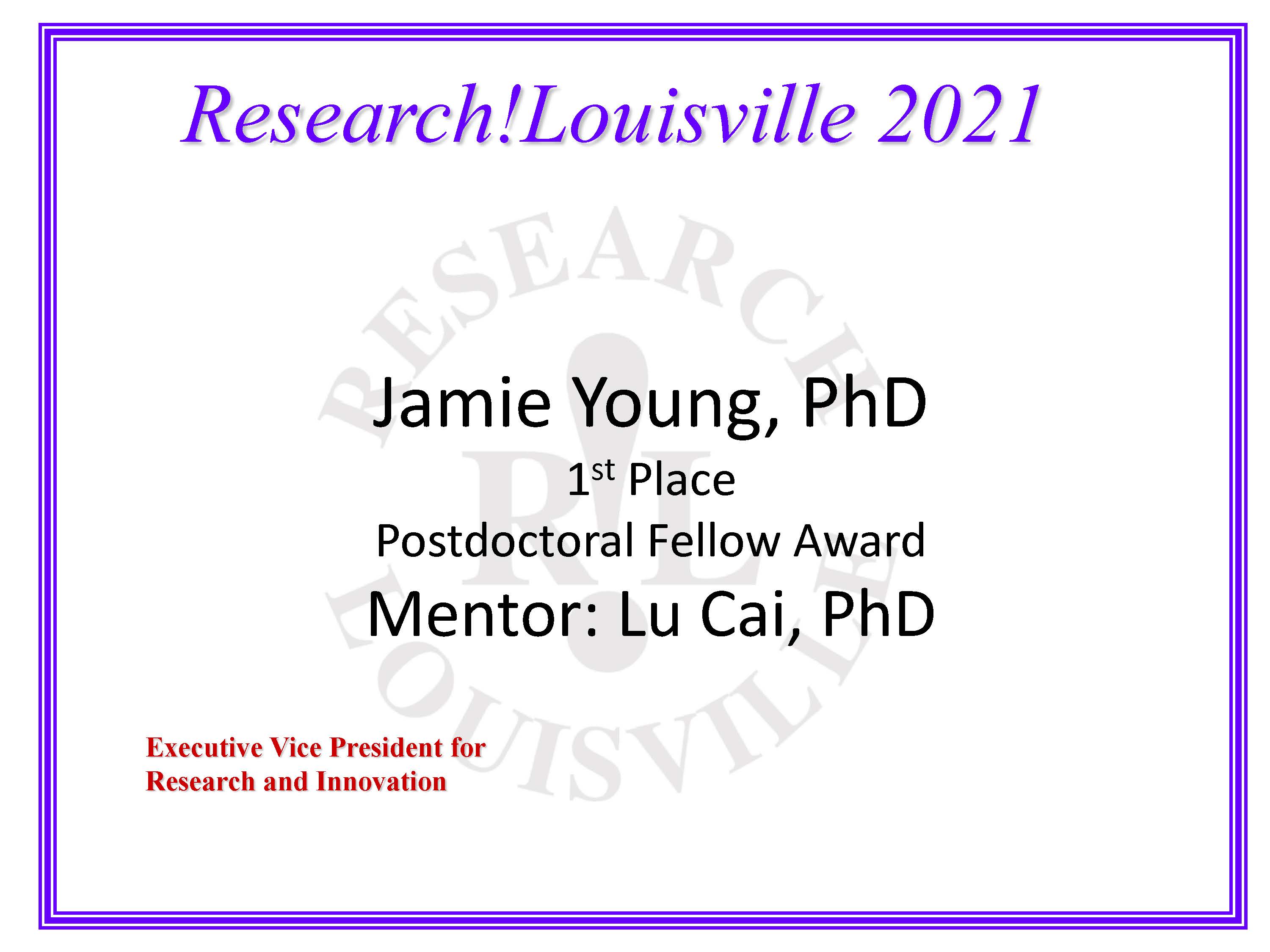 Mentor: Lu Cai, PhD