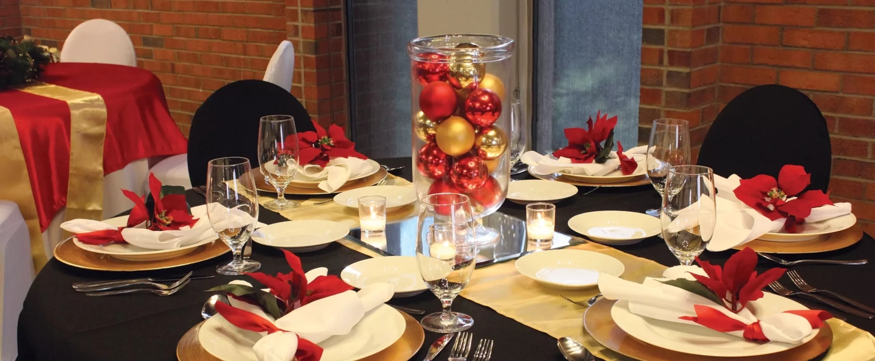 Festive holiday decoration table spread