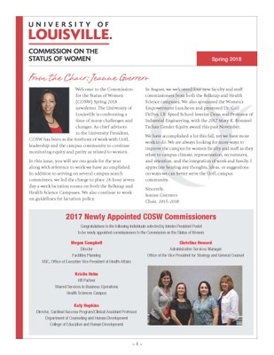 COSW Spring 2018 Newsletter Front Page Image
