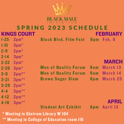 List of events and meetings for Spring 2023