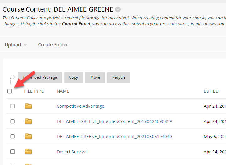 Course Content Directory Screenshot