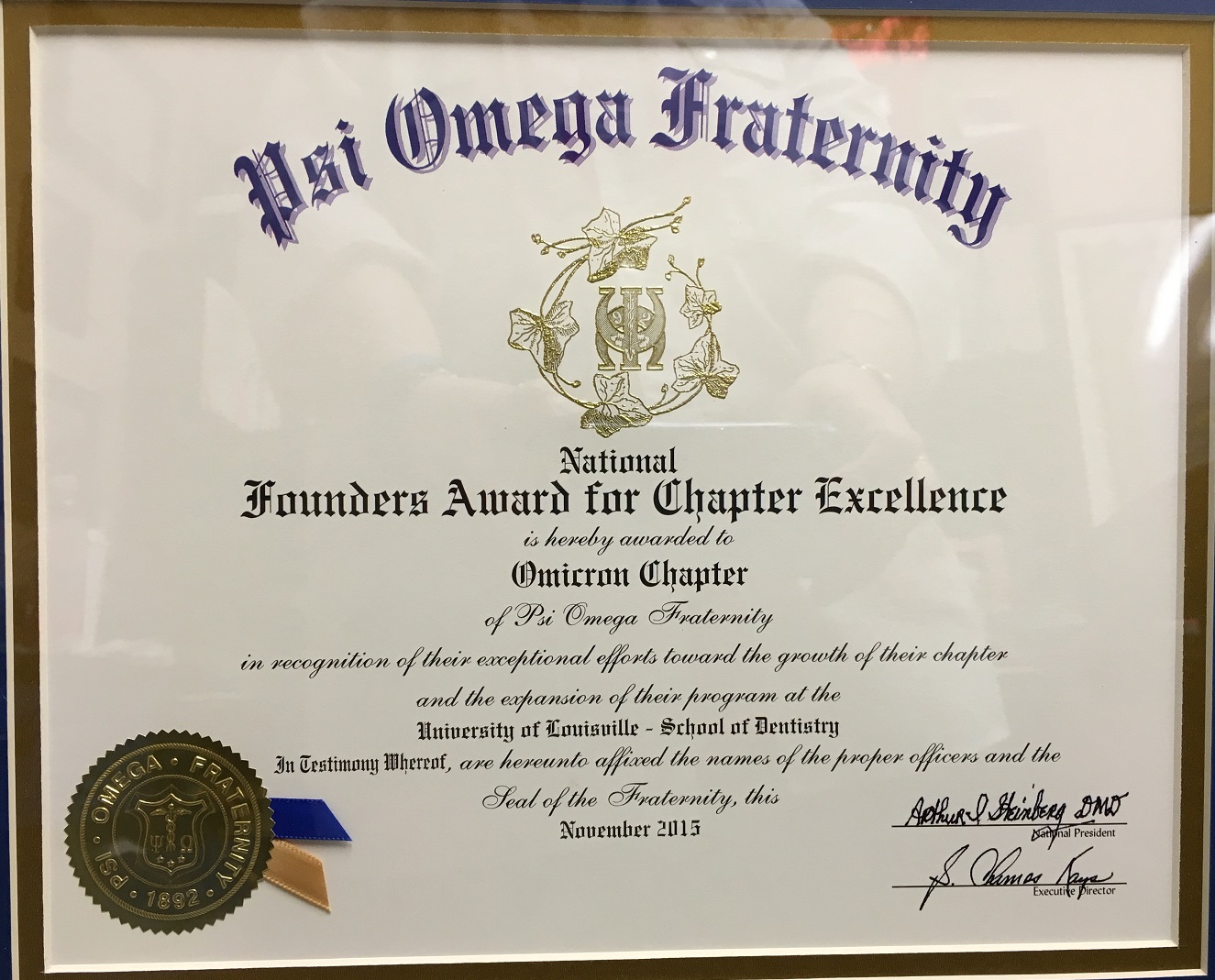 Psi Omega Fraternity, Omicron Chapter wins national award 