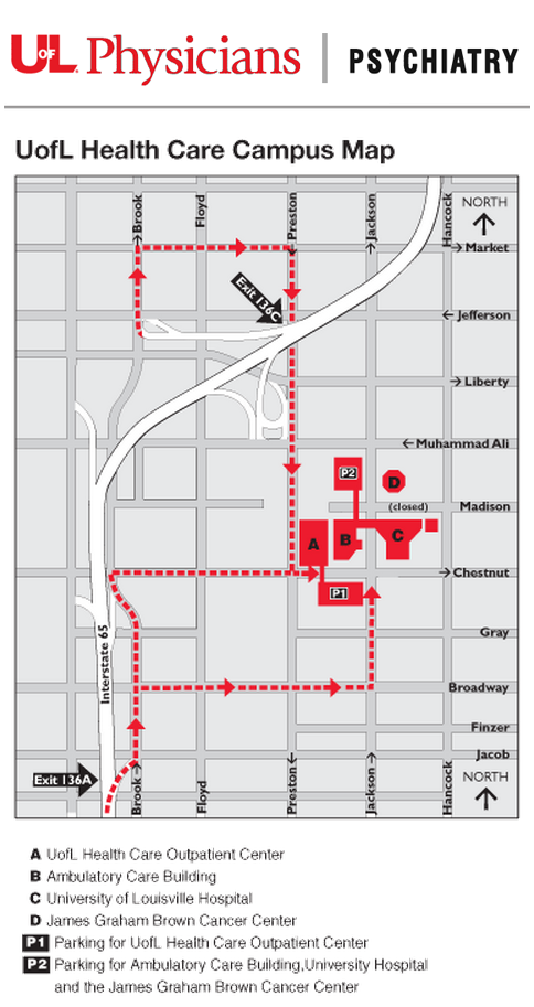 Map showing location of the Depression Center within the Medical Center Campus