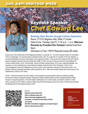 Chef Edward Lee AAPI Event flyer