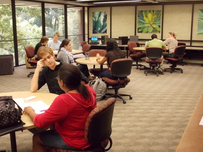 View of active writing center