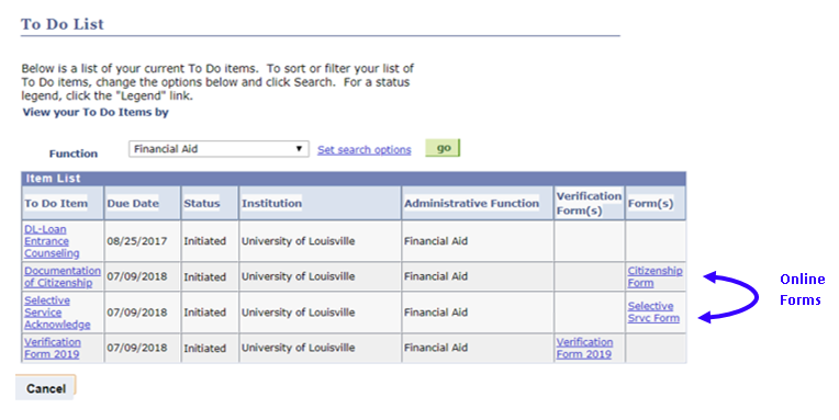 Ulink Tutorial To Do List Student Financial Aid Office