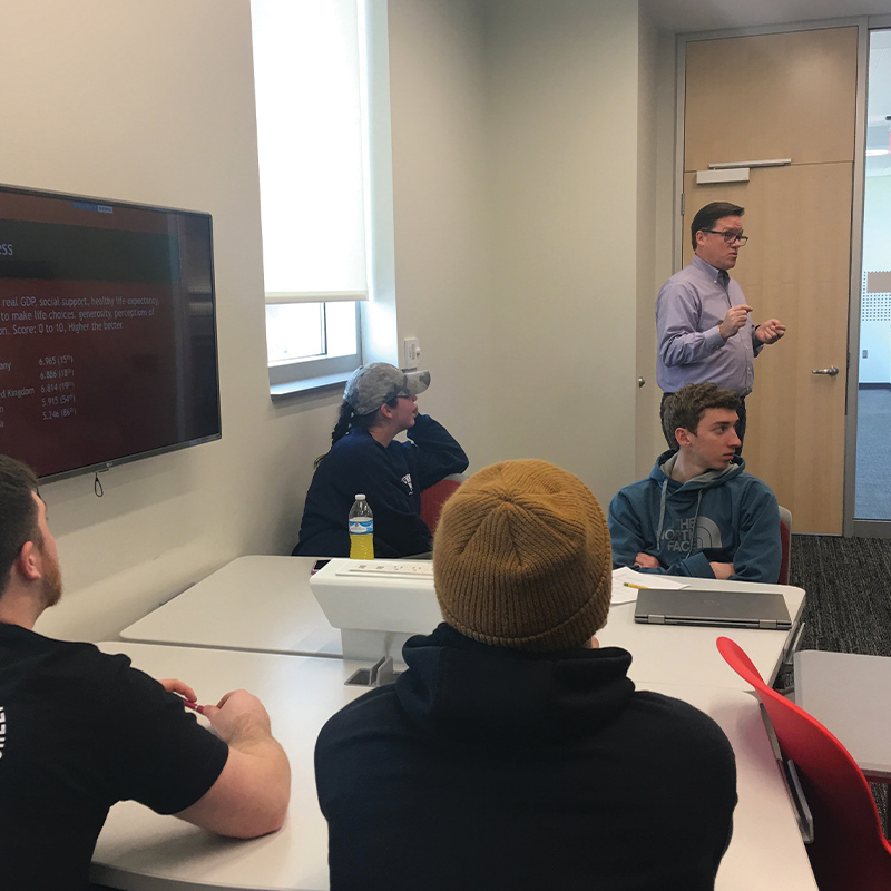 Professor Scott LaJoie lectures during the spring 2019 FYF seminar.