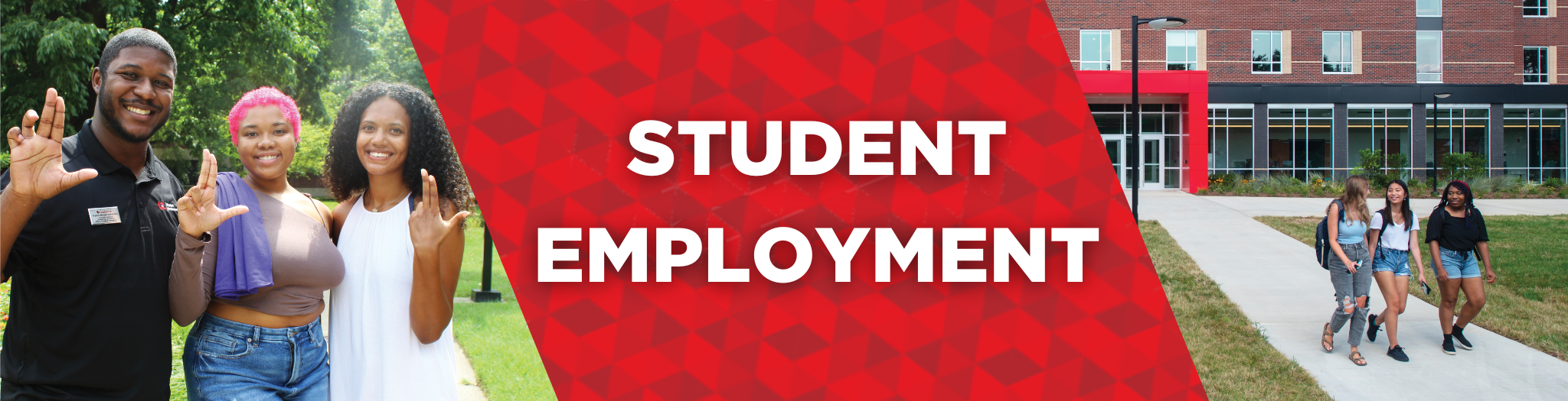 Banner featuring students and the text Student Employment