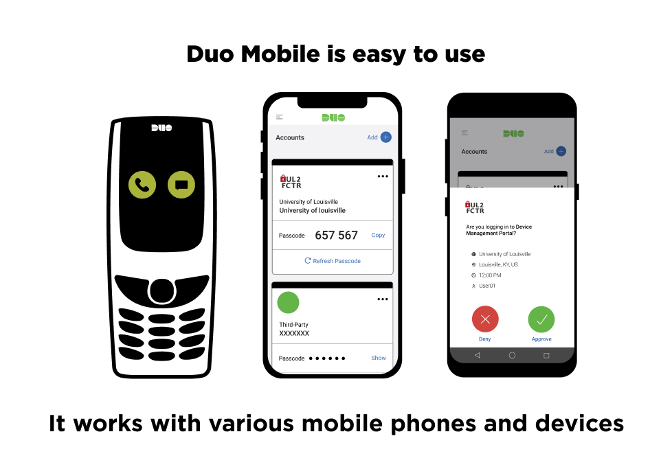 Duo mobile is easy to use, it works with various phones and devices