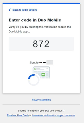 enter code in Duo Mobile step
