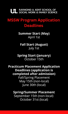 MSSW Deadline dates