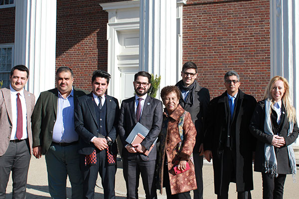 Members of the international delegation outside of the University of Louisville School of Law.