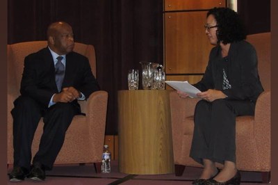 Professor Enid Trucios-Haynes interviewed Rep. John Lewis at a 2013 Kentucky Author Forum event.