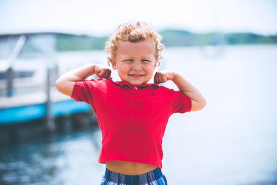 Boy in red shirt