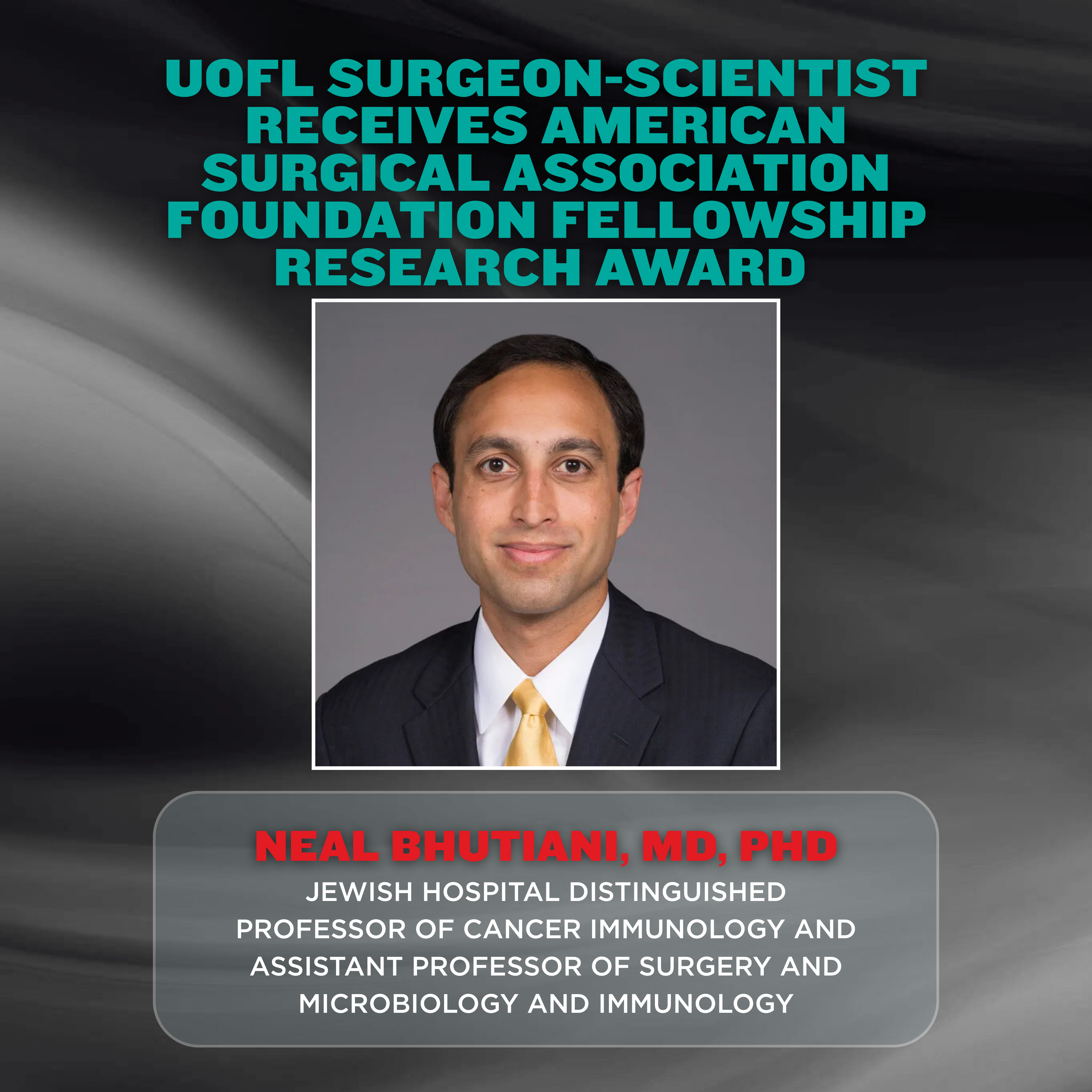 UofL Surgeon-Scientist receives American Surgical Association Foundation Fellowship Research Award 
