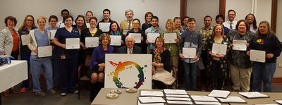 [Graduates of the 2015-16 LGBT Health Certificate Program with the Deans of Nursing, Dentistry and Medicine]