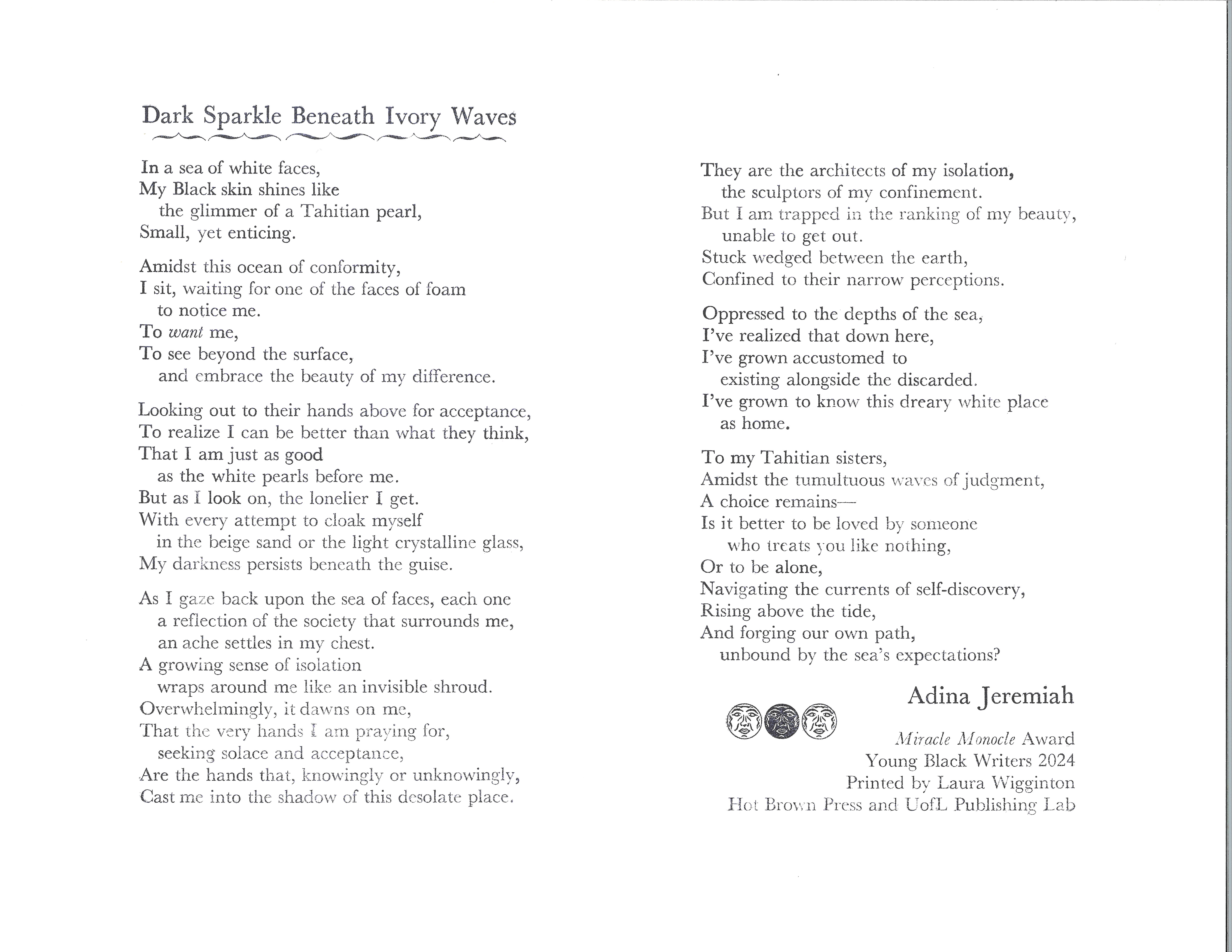 Adina Jeremiah Broadside (Issue 22)
