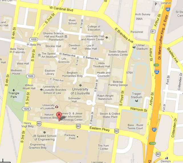 Google Map with location of Natural Science Building marked