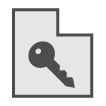 Key icon with a block of pop-up text