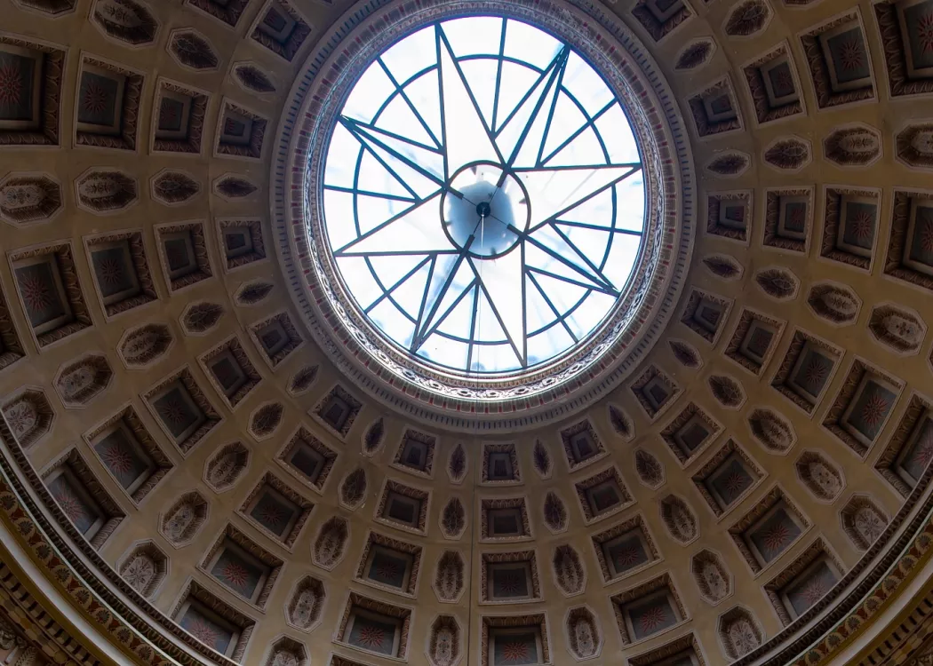 Portrait of the compass rose in the dome of Grawemeyer Hall