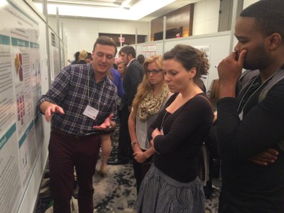 Grad student presenting research at Cognitive Development Society biennial meeting 2015