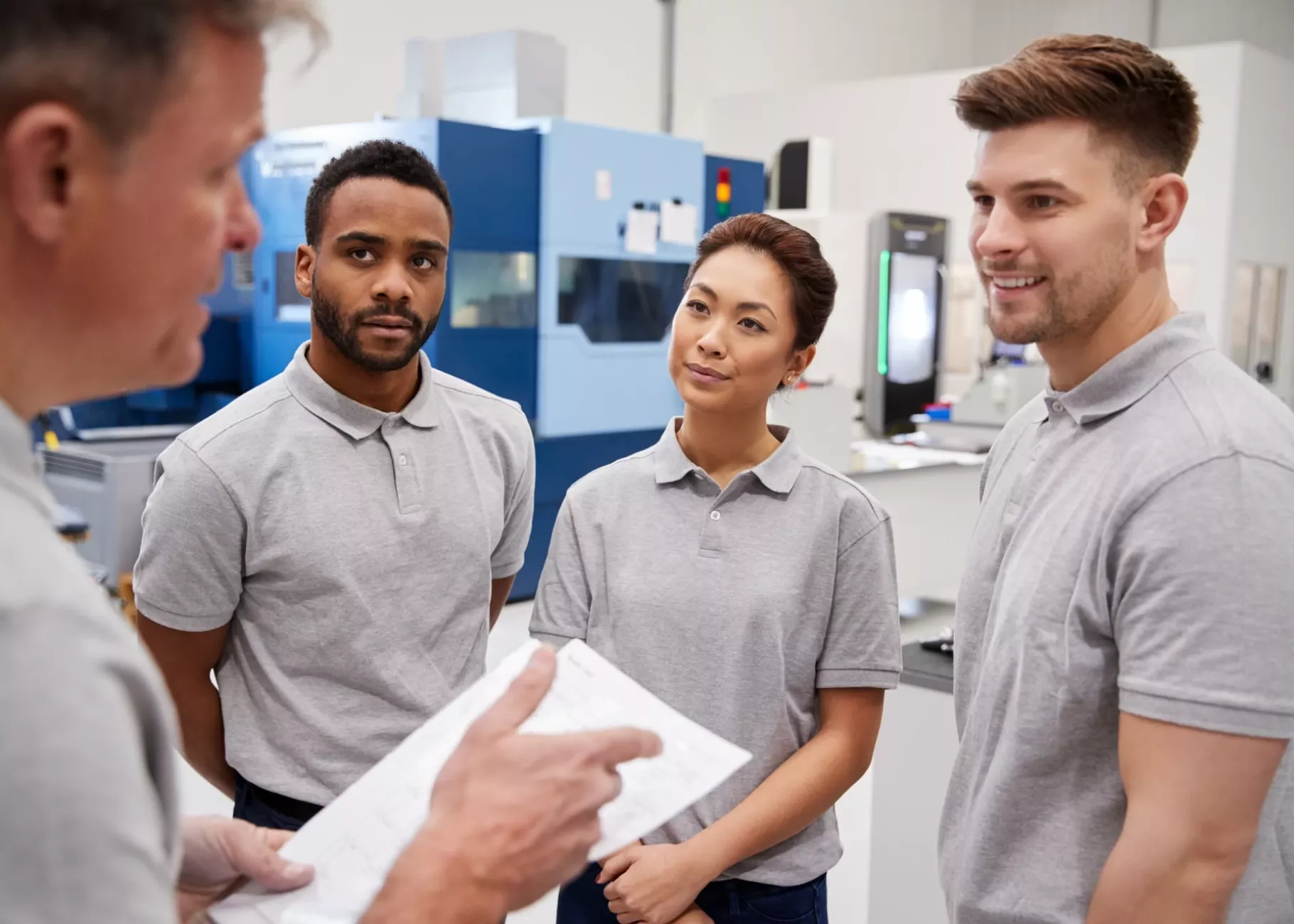 A dynamic manufacturing setting showcasing various processes and equipment.