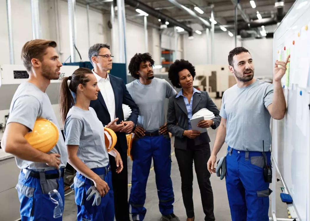 Worker presenting the results of business development